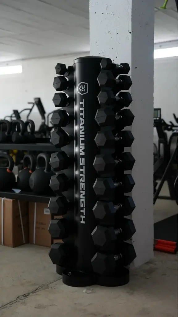 Set de Mancuernas Hexagonales 1-10 KG + Rack Vertical TH10 Titanium Strength